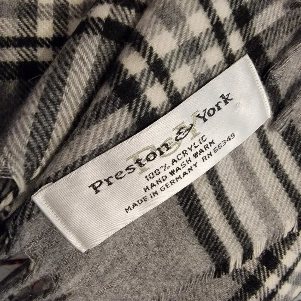 Preston &‎ York Scarf Plaid Multicolor Double Fringe Acrylic  67 X 9